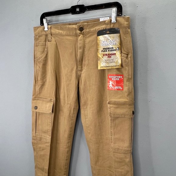 Natural Threads Flex Khaki Cargo Pants Jeans Straight Fit size 30x32 Men NWT - Picture 3 of 5